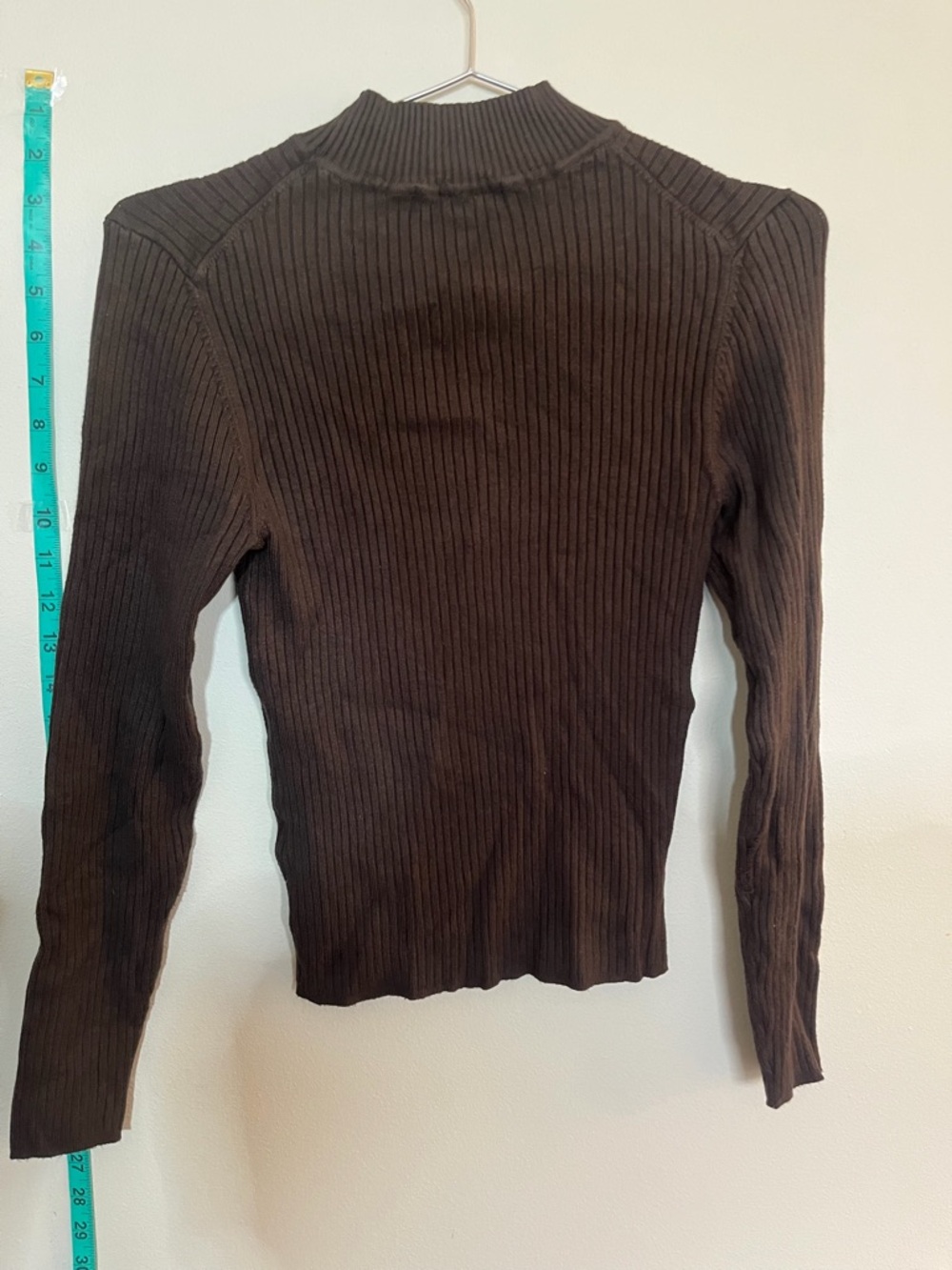 Primark Brown Ribbed Mock Neck Long Sleeve Top